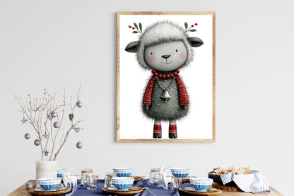 Whimsical Christmas Sheep Clipart PNG