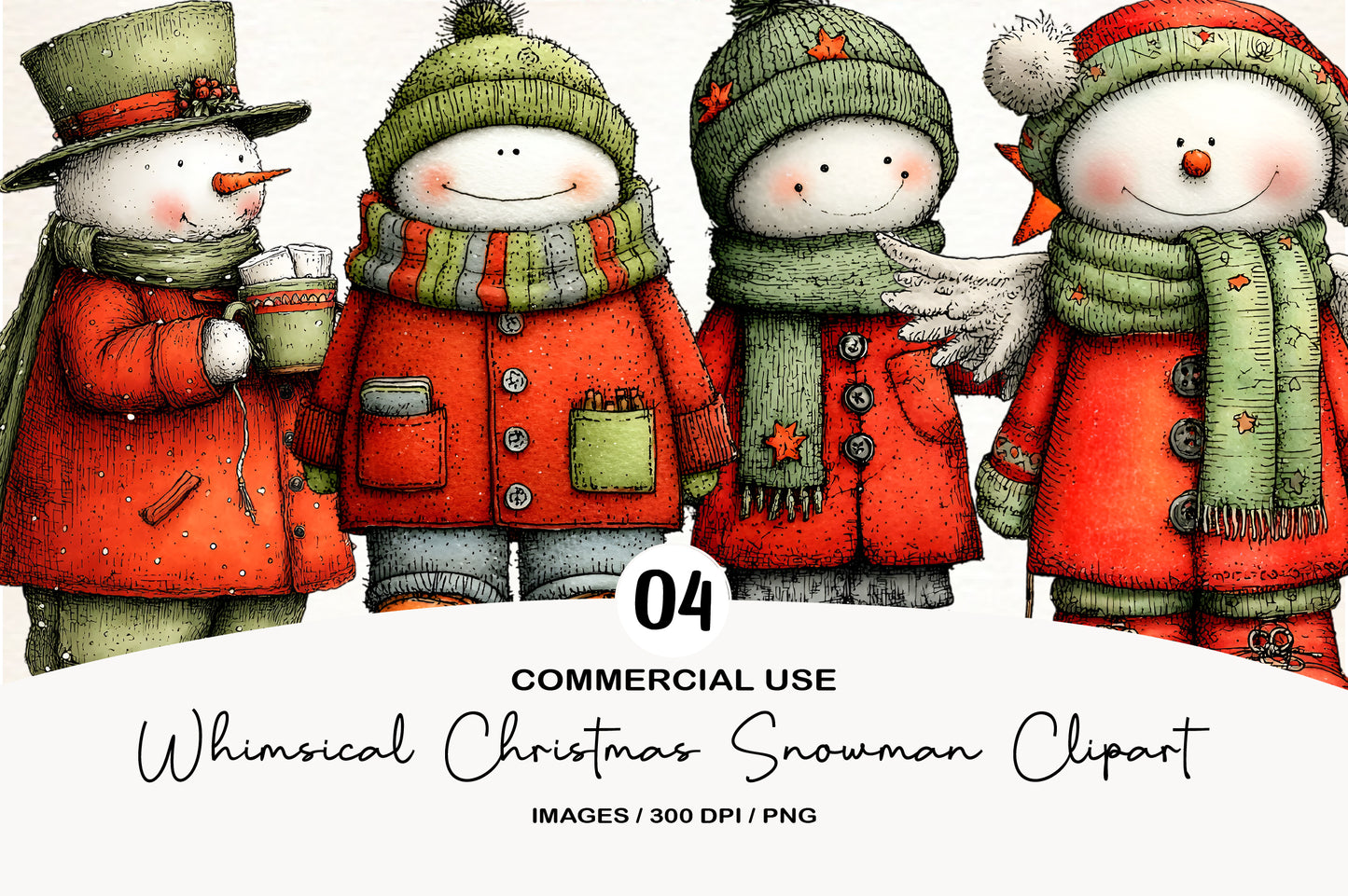 Whimsical Christmas Snowman Clipart PNG