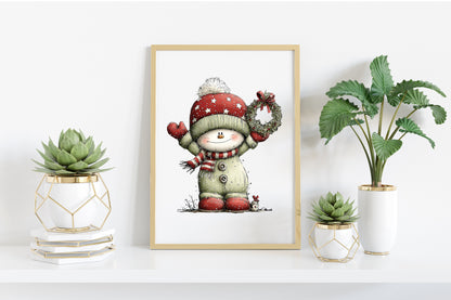 Whimsical Christmas Snowman Clipart PNG