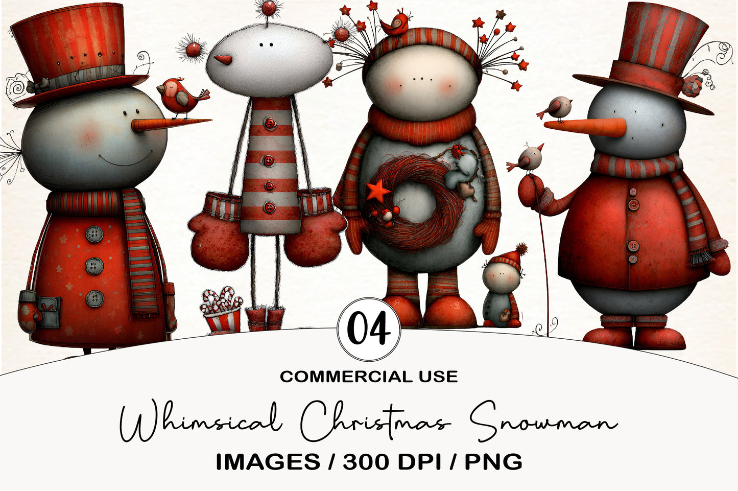 Whimsical Christmas Snowman Clipart PNG