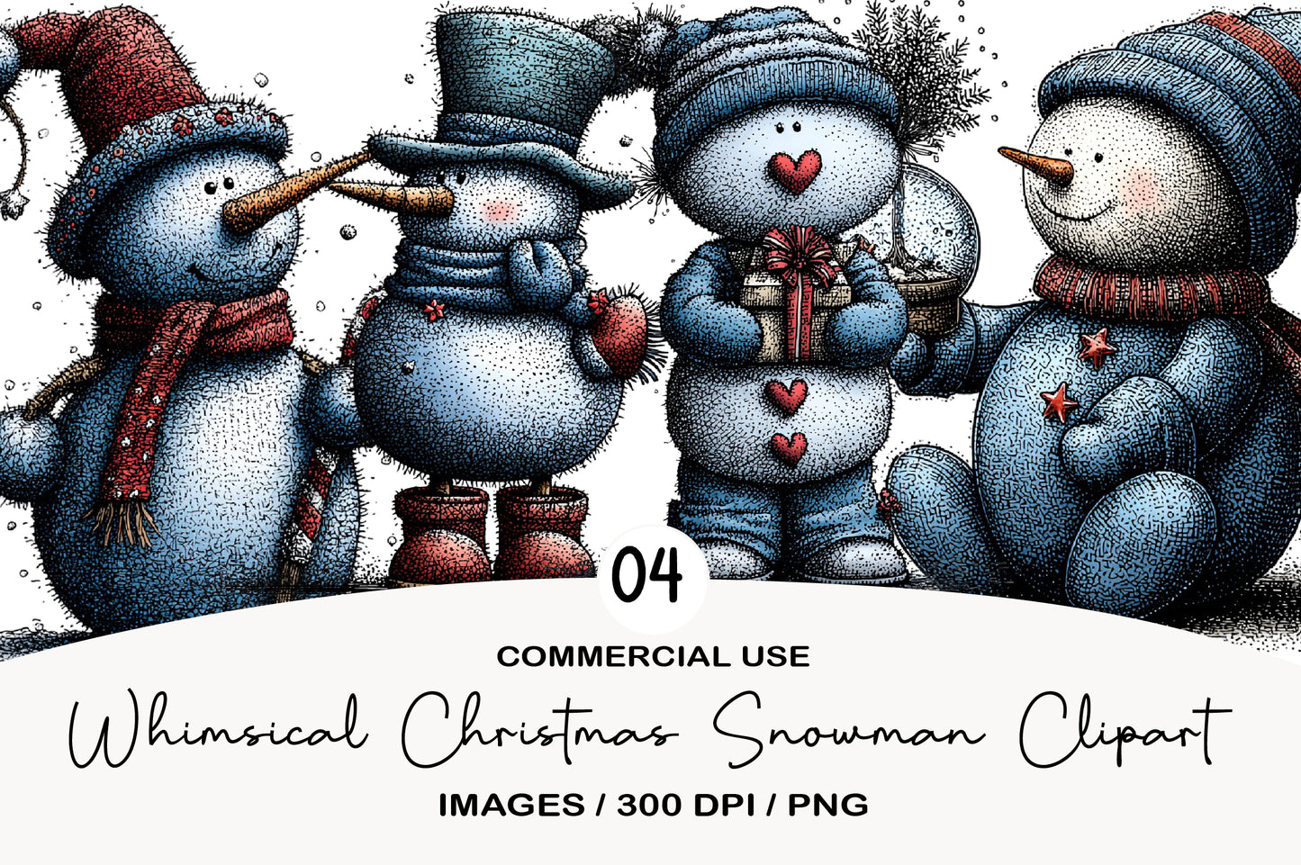 Whimsical Christmas Snowman Clipart PNG