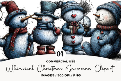 Whimsical Christmas Snowman Clipart PNG