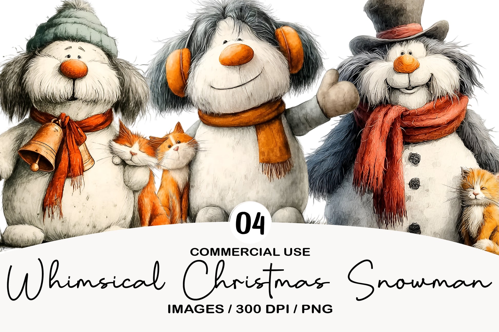Whimsical Christmas Snowman Clipart PNG