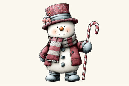 Whimsical Christmas Snowman Clipart PNG – 4 Designs