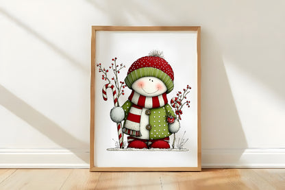 Whimsical Christmas Snowman Clipart PNG Bundle | Cute Watercolor Holiday Snowman Clipart | Festive Winter Snowman PNG