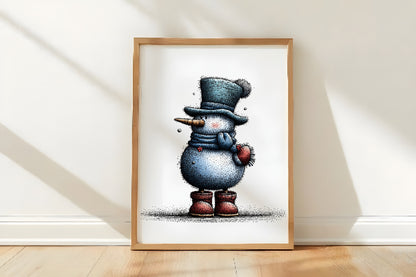Whimsical Christmas Snowman Clipart PNG