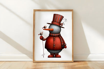 Whimsical Christmas Snowman Clipart PNG