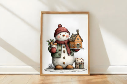 Whimsical Christmas Snowman Clipart PNG