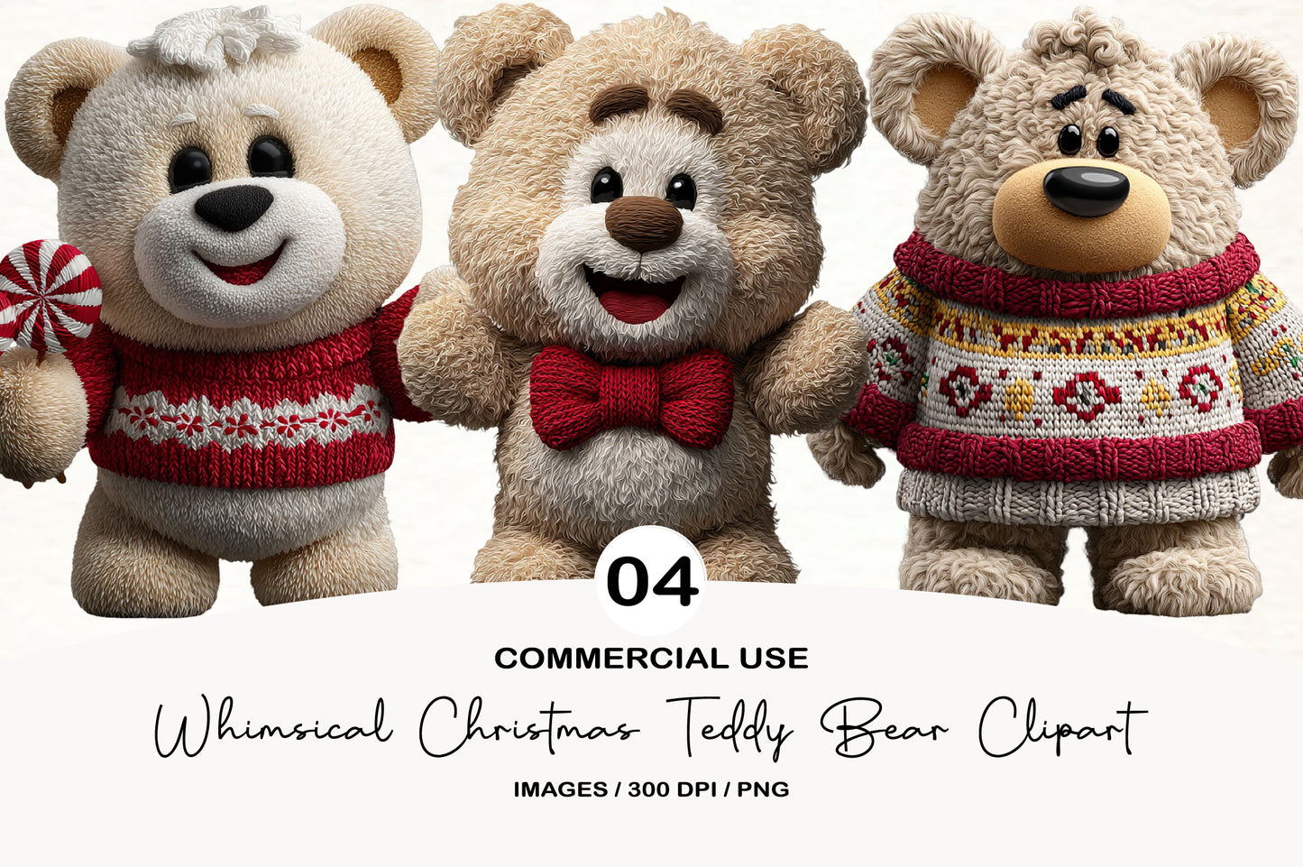 Whimsical Christmas Teddy Bear Clipart PNG