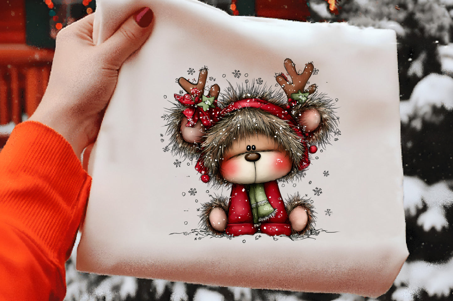 Whimsical Christmas Cute Teddy Bear Clipart PNG Bundle | Adorable Watercolor Holiday Teddy Bear | Festive Christmas Bear PNG