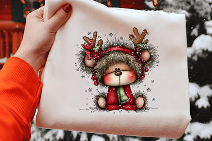 Whimsical Christmas Cute Teddy Bear Clipart PNG Bundle | Adorable Watercolor Holiday Teddy Bear | Festive Christmas Bear PNG