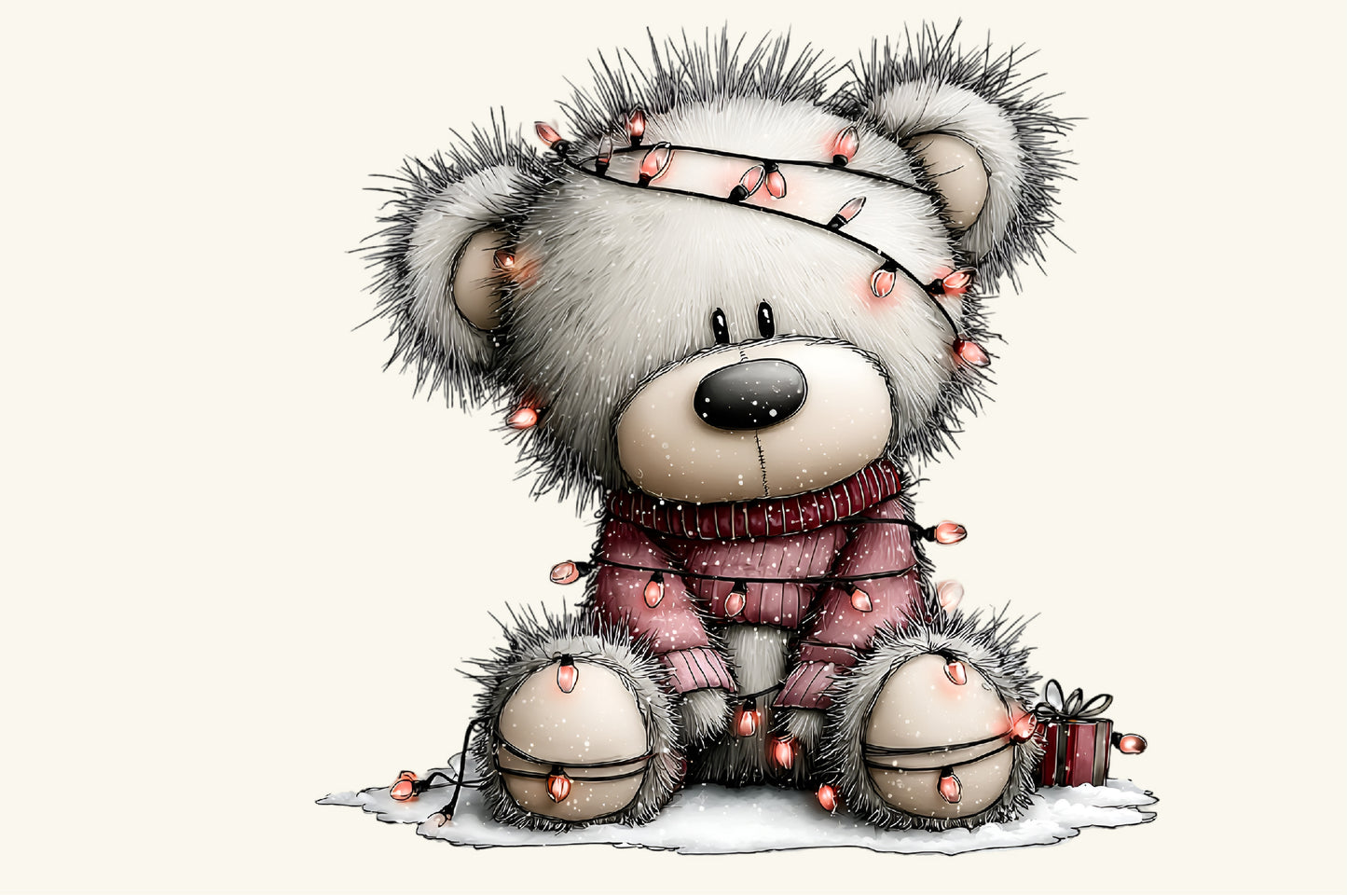 Whimsical Christmas Teddy Bear Clipart PNG – 4 Designs