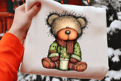 Whimsical Christmas Teddy Bear Clipart PNG