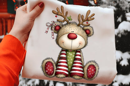 Whimsical Christmas Teddy Bear Clipart PNG Bundle | Cute Watercolor Holiday Teddy Bear Clipart | Festive Winter Bear PNG