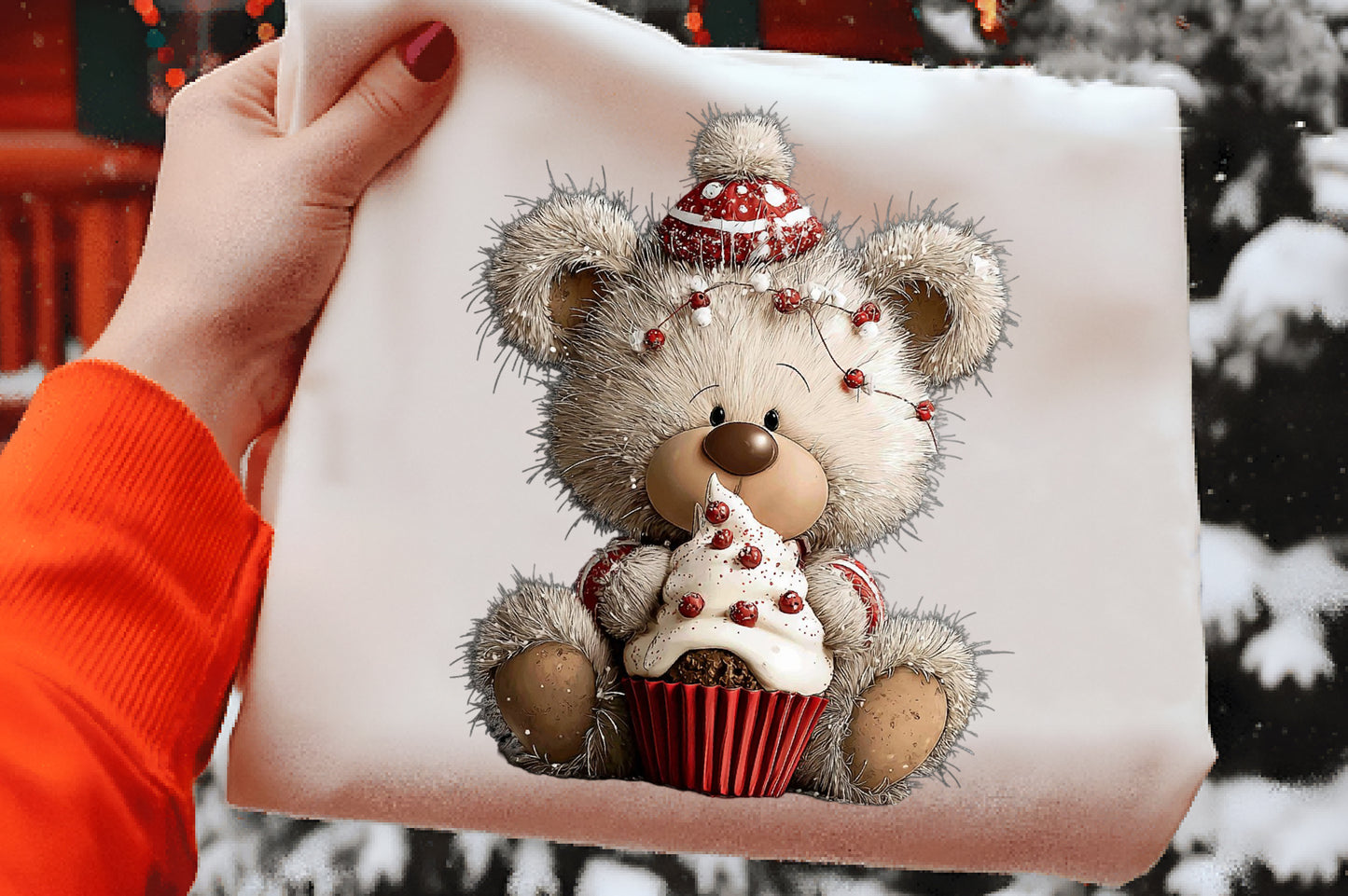 Whimsical Christmas Teddy Bear Clipart PNG