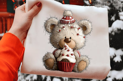 Whimsical Christmas Teddy Bear Clipart PNG