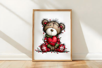 Whimsical Christmas Cute Teddy Bear Clipart PNG Bundle | Adorable Watercolor Holiday Teddy Bear | Festive Christmas Bear PNG