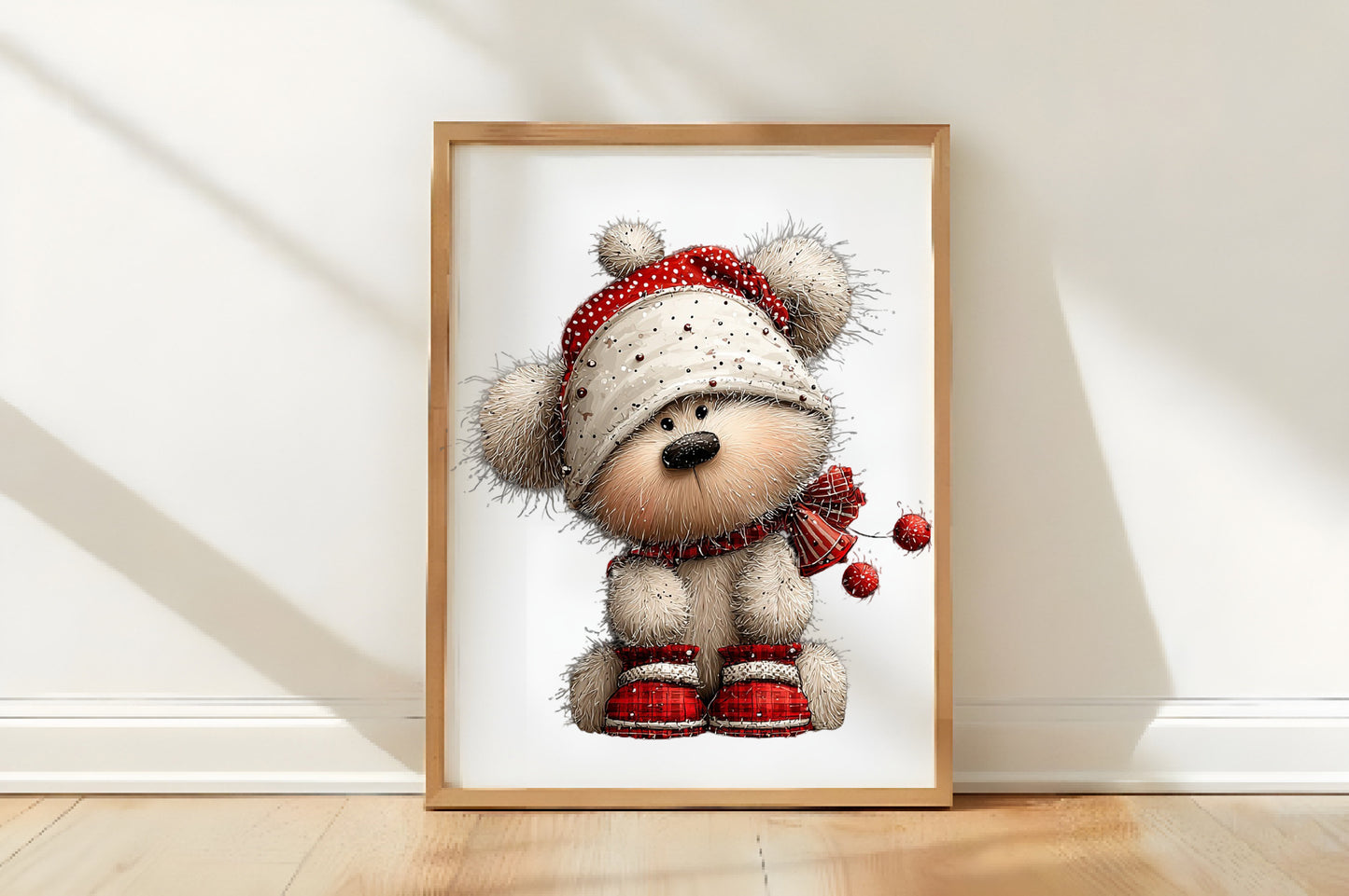 Whimsical Christmas Teddy Bear Clipart PNG