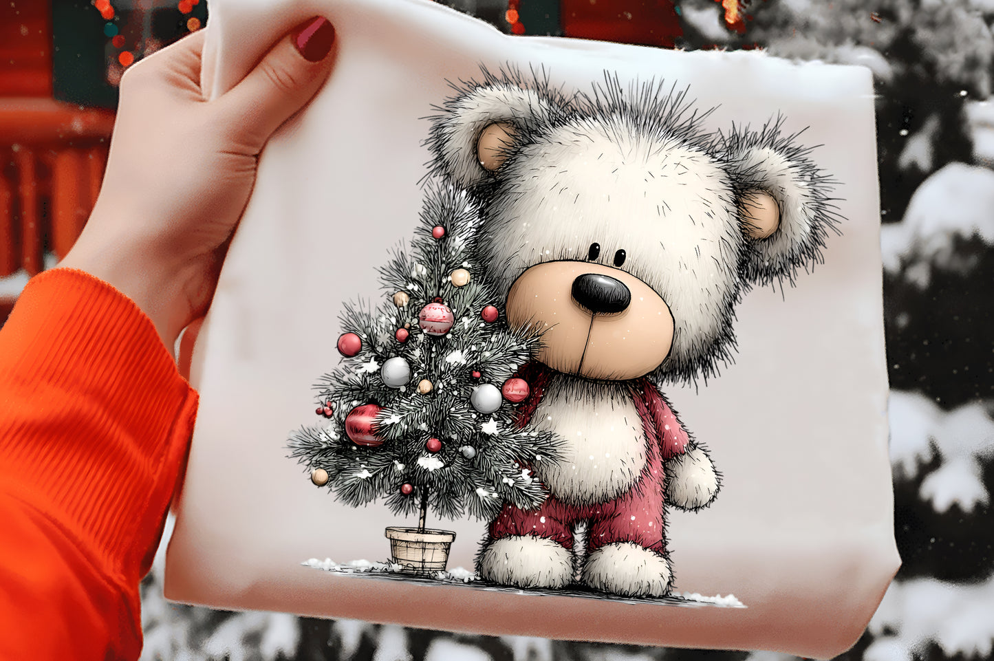 Whimsical Christmas Teddy Bear Clipart PNG – 4 Designs