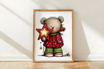 Whimsical Christmas Teddy Bear Clipart PNG Bundle | Cute Watercolor Holiday Teddy Bear Clipart | Festive Winter Bear PNG