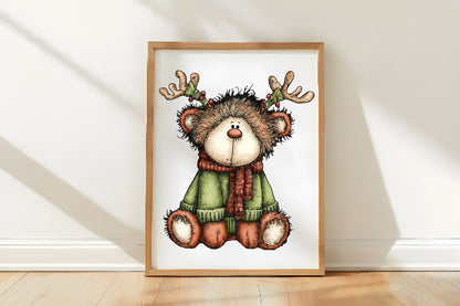 Whimsical Christmas Teddy Bear Clipart PNG