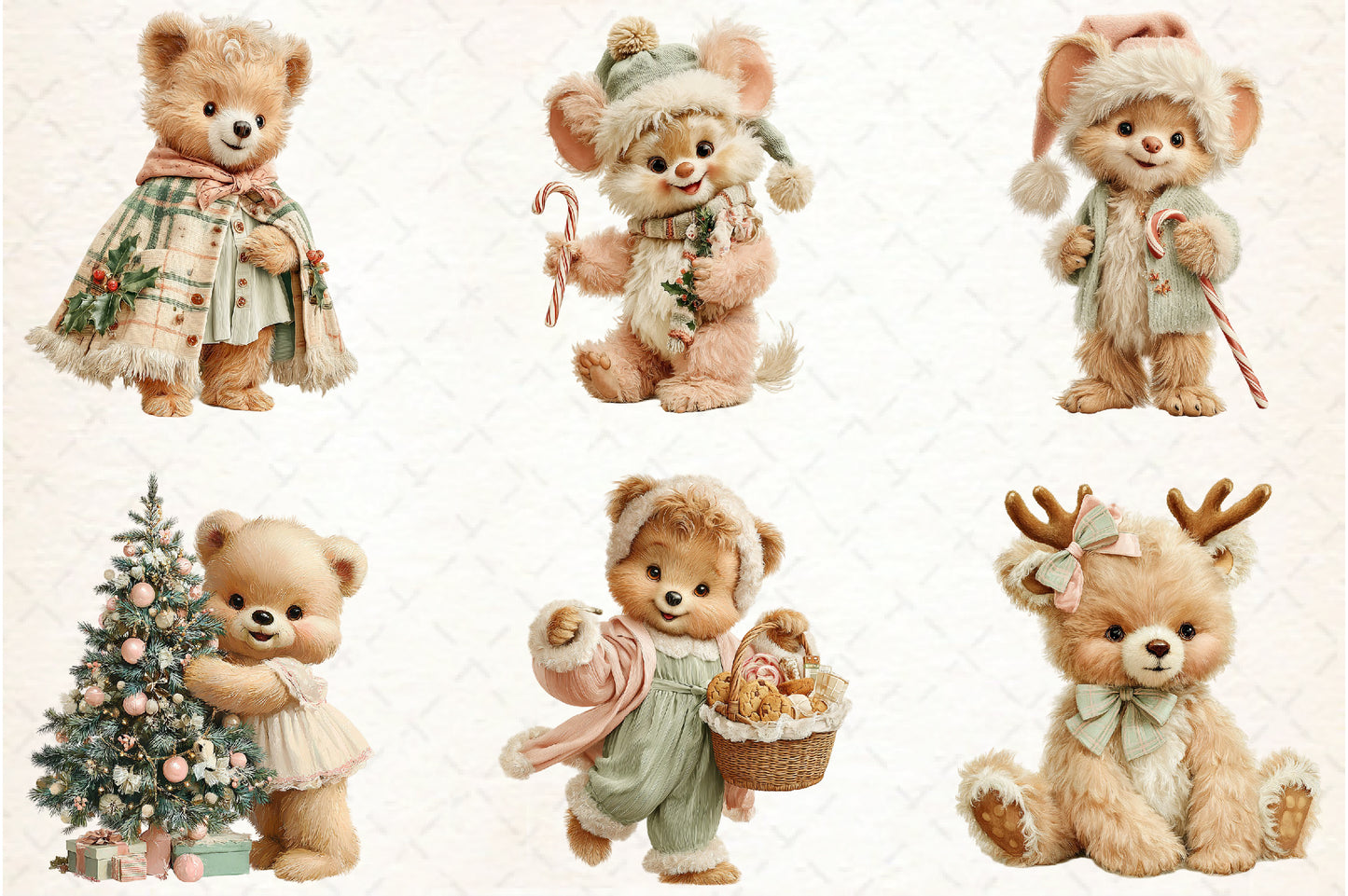 Whimsical Christmas Teddy Bear PNG Bundle Cute Holiday Bear Sublimation Designs