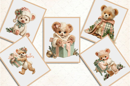 Whimsical Christmas Teddy Bear PNG Bundle Cute Holiday Bear Sublimation Designs