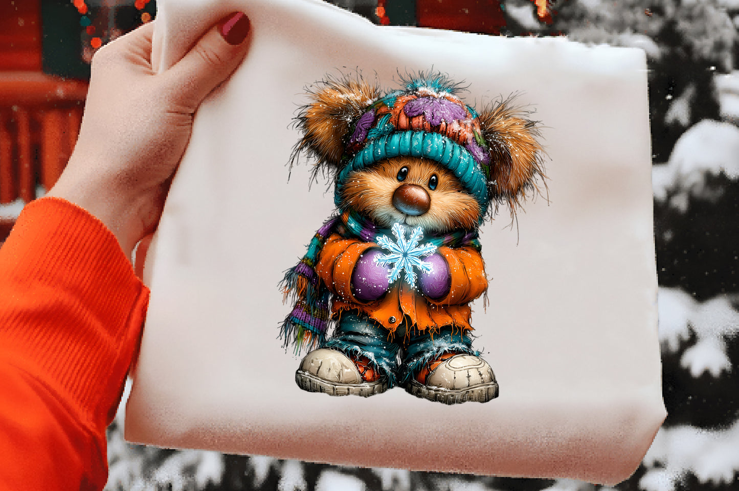 Whimsical Christmas Teddy Bear Clipart PNG