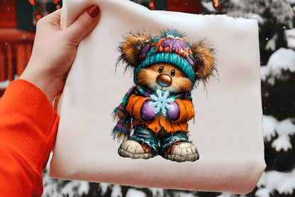 Whimsical Christmas Teddy Bear Clipart PNG