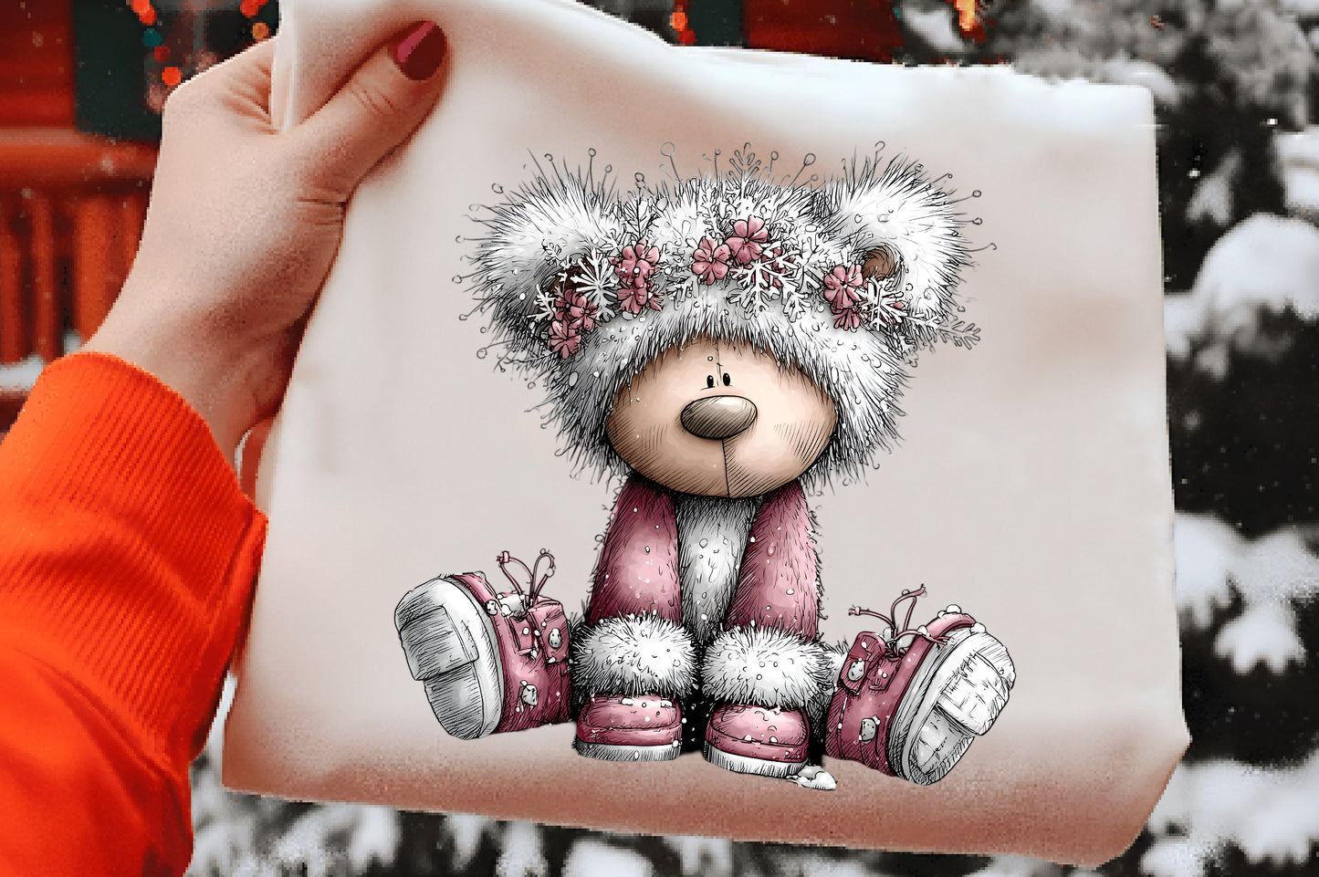 Whimsical Christmas Teddy Bear Clipart PNG