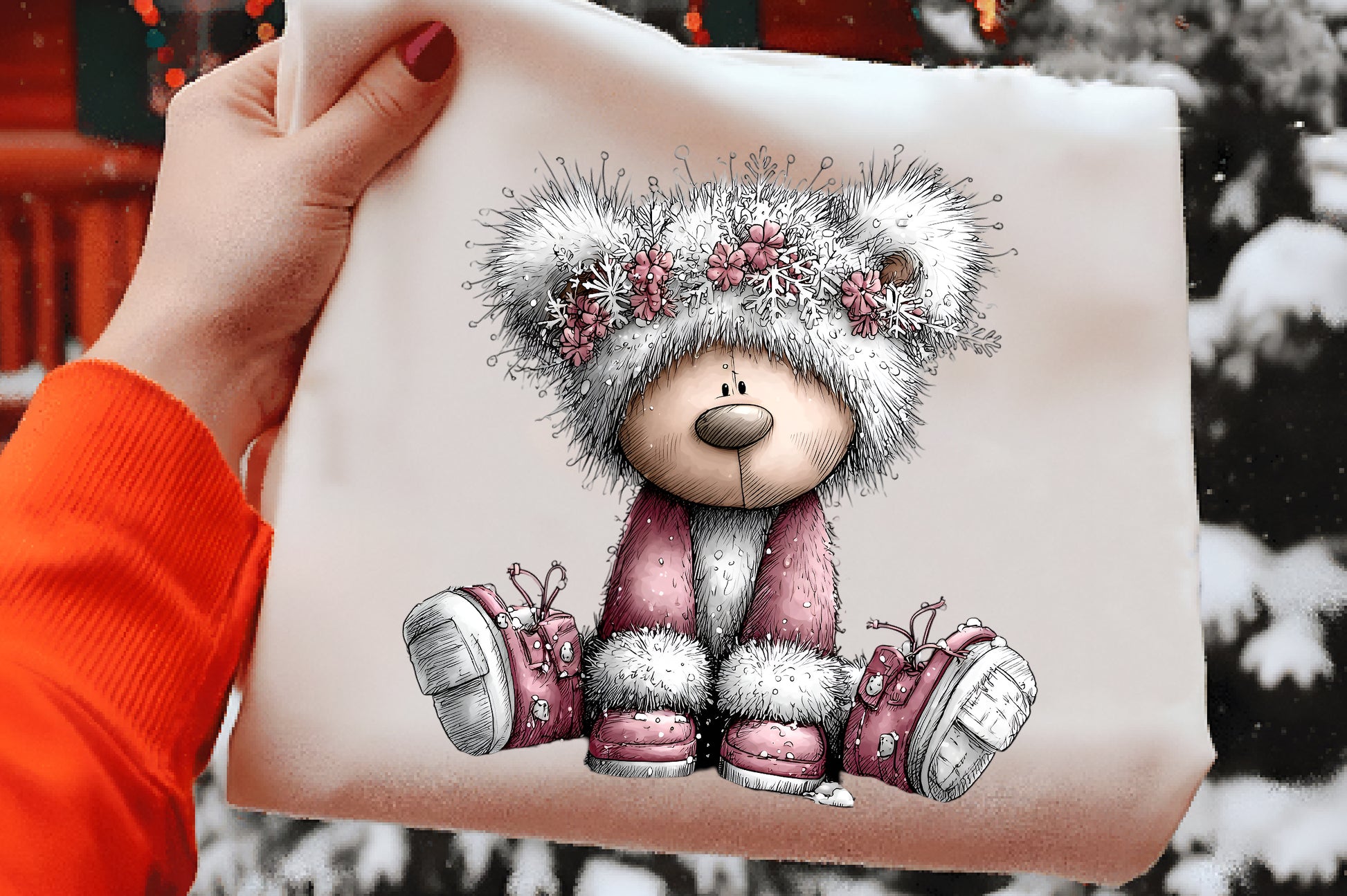 Whimsical Christmas Teddy Bear Clipart PNG