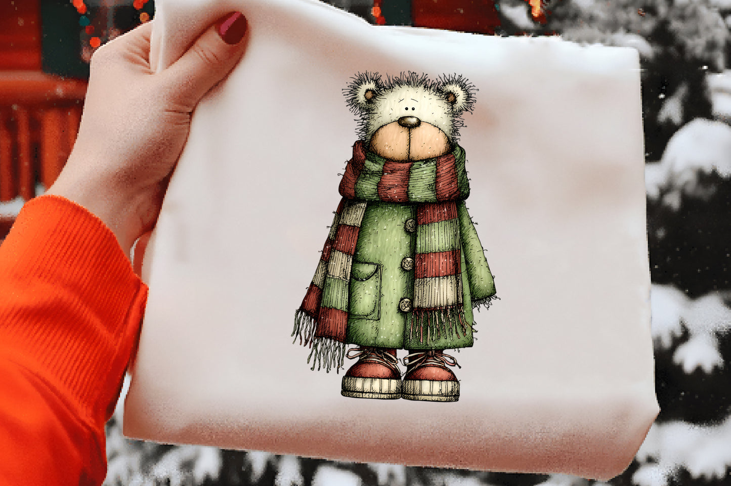 Whimsical Christmas Teddy Bear Clipart PNG