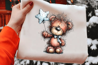 Whimsical Christmas Teddy Bear Clipart PNG