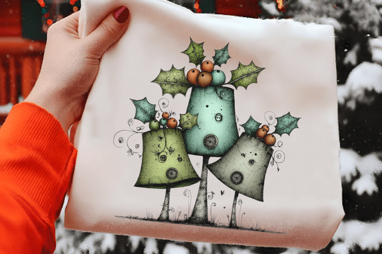 Whimsical Christmas Topiary Trees Clipart Vol. 2 PNG Bundle | Watercolor Holiday Topiary Tree Clipart | Festive Garden Trees