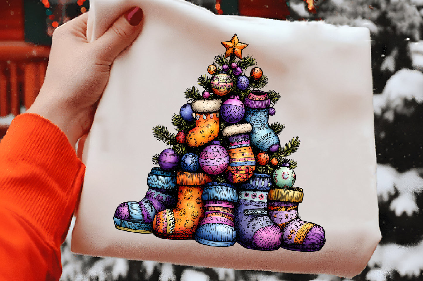 Whimsical Christmas Tree Clipart PNG Bundle | Cute Watercolor Holiday Christmas Tree Clipart