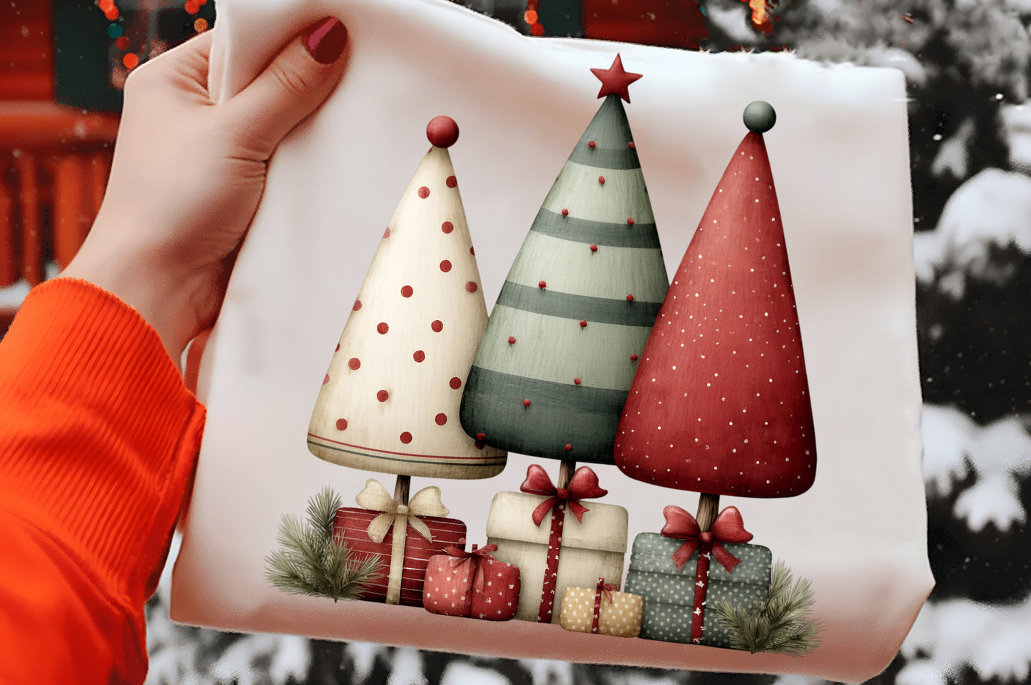 Whimsical Christmas Tree Clipart PNG – 4 Designs