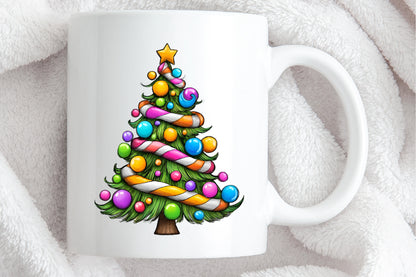 Whimsical Christmas Tree Clipart PNG Cute Colorful Holiday Tree Designs