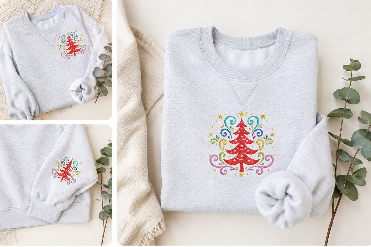 Whimsical Christmas Tree Embroidery Design