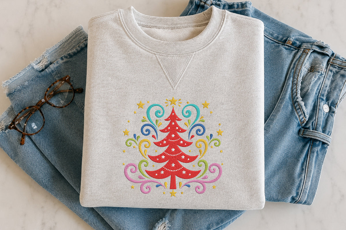 Whimsical Christmas Tree Embroidery Design