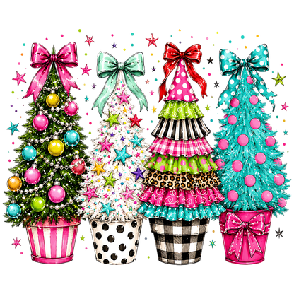 Whimsical Christmas Trees PNG