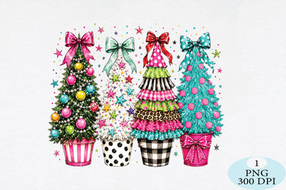 Whimsical Christmas Trees PNG