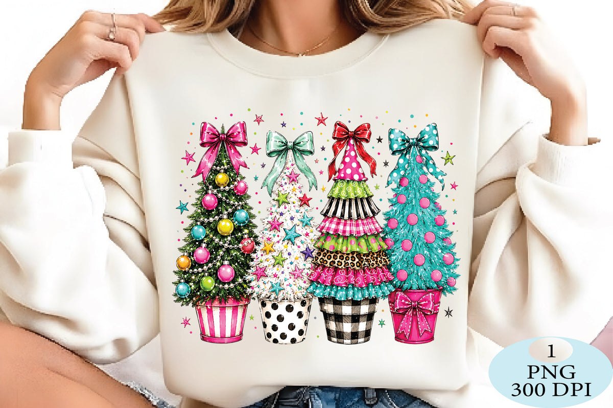 Whimsical Christmas Trees PNG