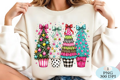 Whimsical Christmas Trees PNG