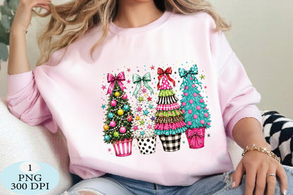 Whimsical Christmas Trees PNG