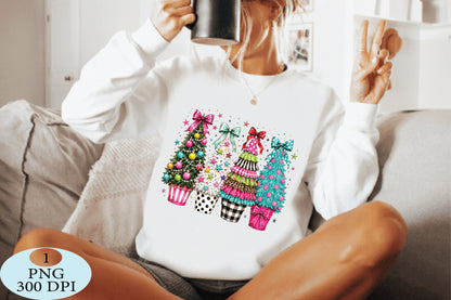 Whimsical Christmas Trees PNG