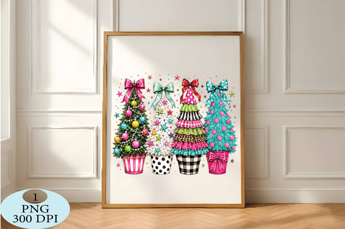 Whimsical Christmas Trees PNG