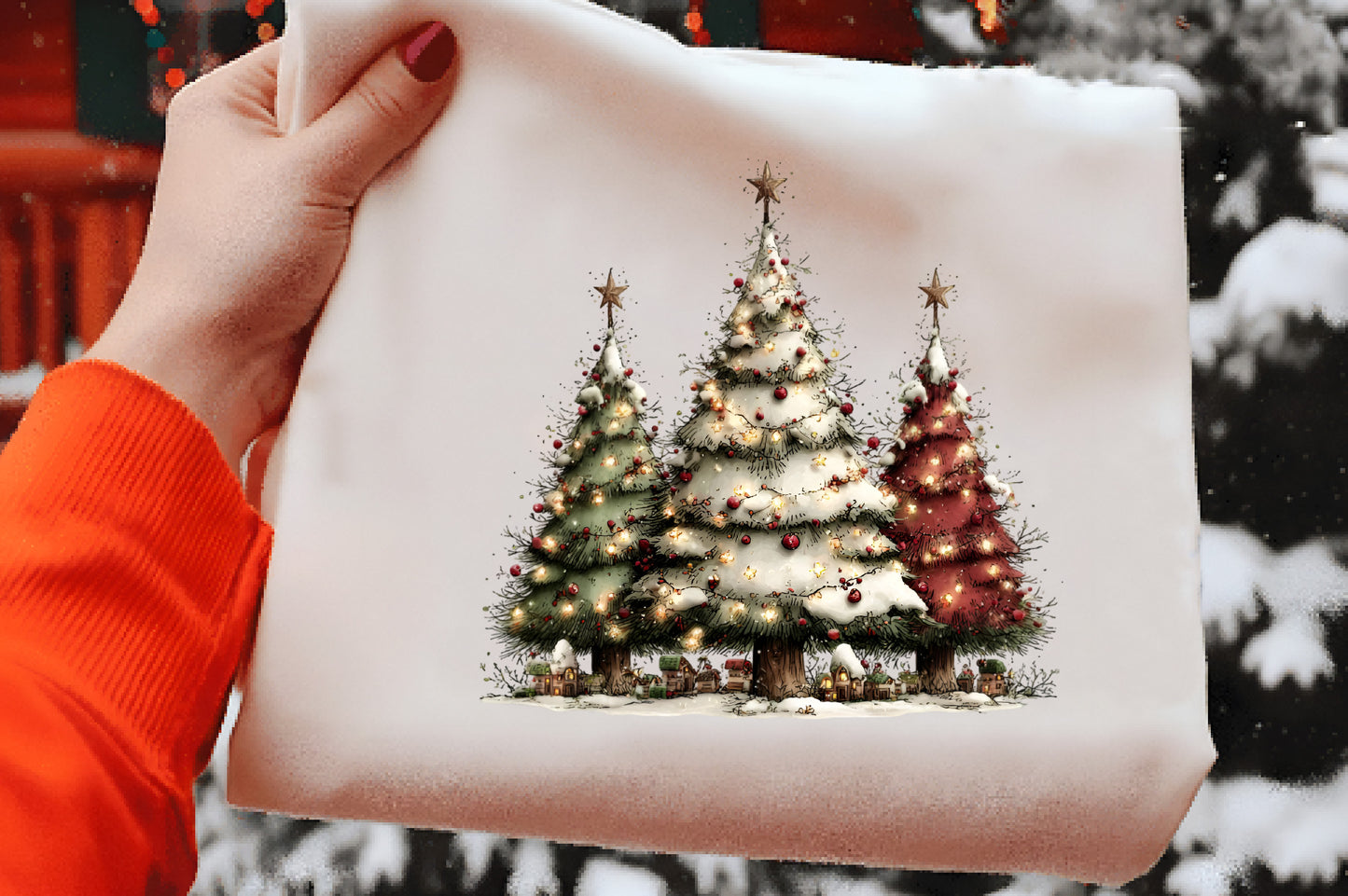 Whimsical Christmas Trees Clipart PNG Bundle | Cute Watercolor Holiday Christmas Trees | Festive Winter Tree PNG