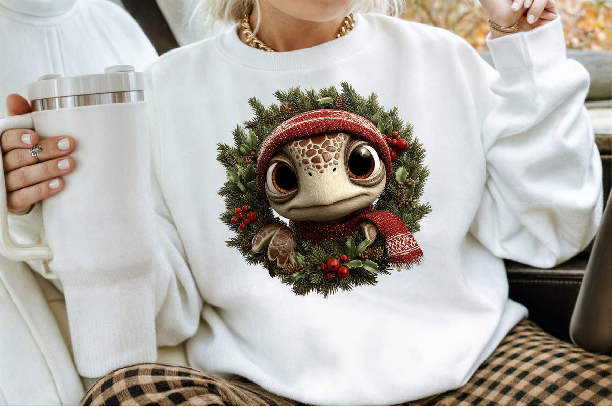 Whimsical Christmas Turtle Clipart PNG Bundle