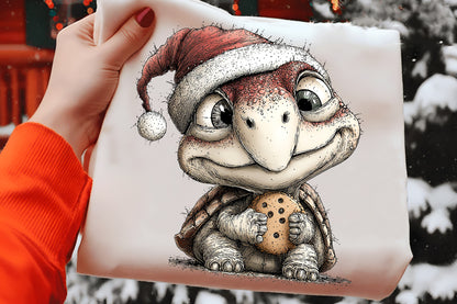 Whimsical Christmas Turtle Clipart PNG Bundle | Cute Watercolor Holiday Turtle Clipart