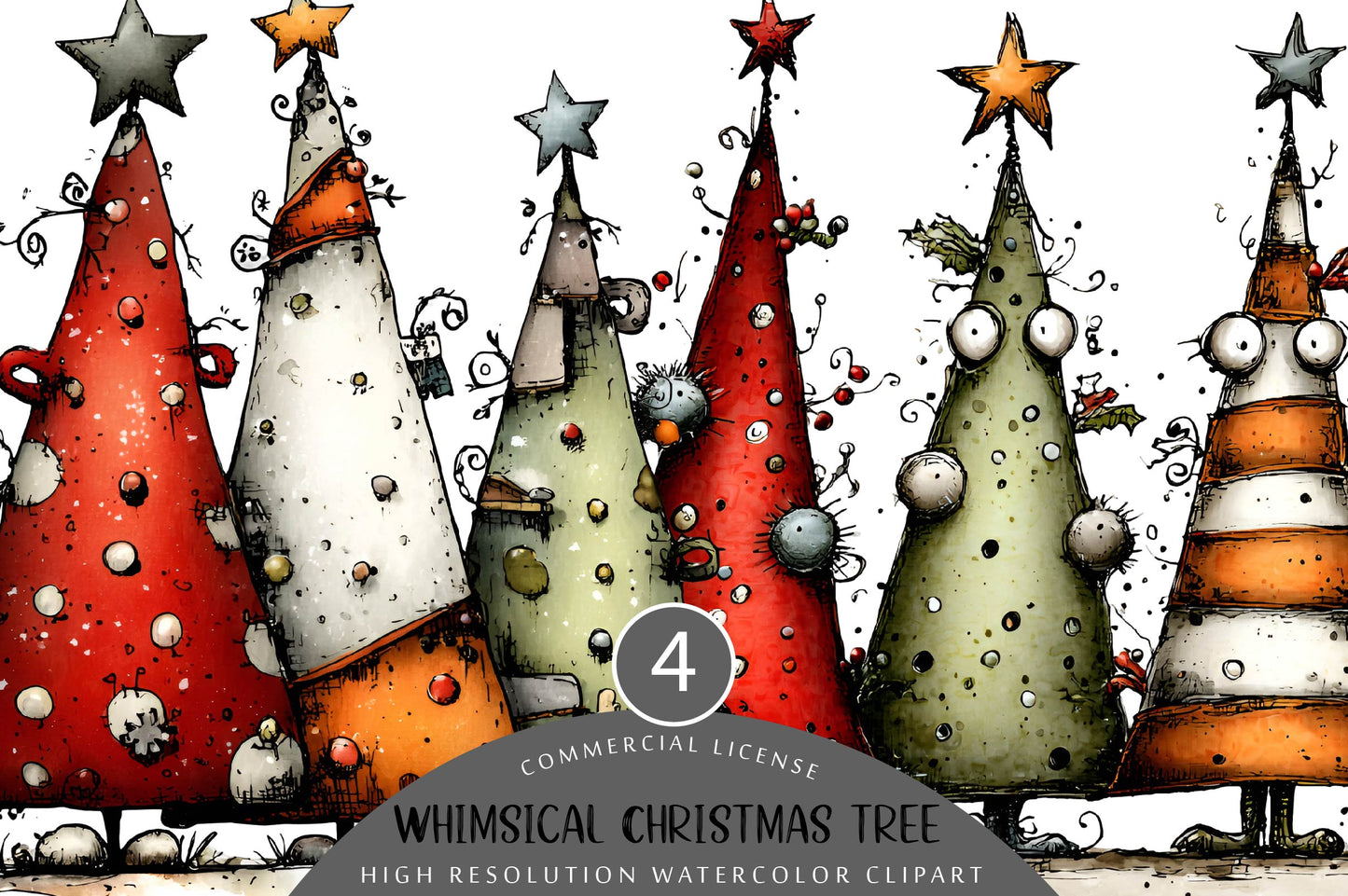 Whimsical Christmas Tree Clipart PNG